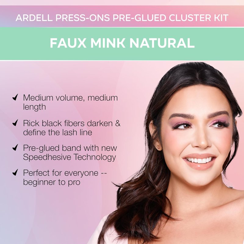 Pre-Glued Faux Mink Lash Clusters - Natural Volume Eyelash Extensions (60 Ct)