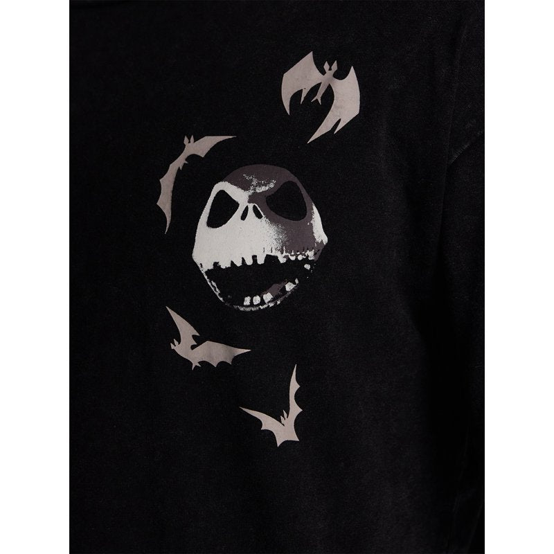 Nightmare Before Christmas Men's Jack Skellington Halloween Graphic Tee Black Wash 4XL - Front & Back Design Halloween Costume Top