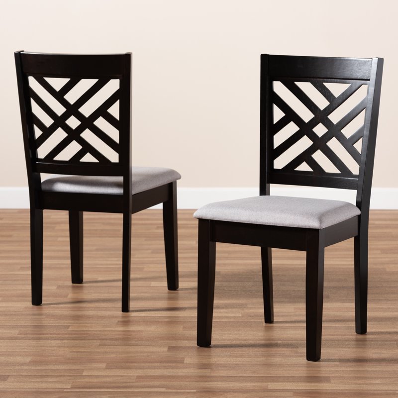 Modern Grey Upholstered Dining Chair Set - Espresso Finish - 2-Piece