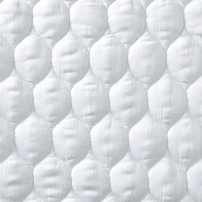 Full/Queen Reversible Tencel Quilt - White Bedding with Ogee Quilting Pattern