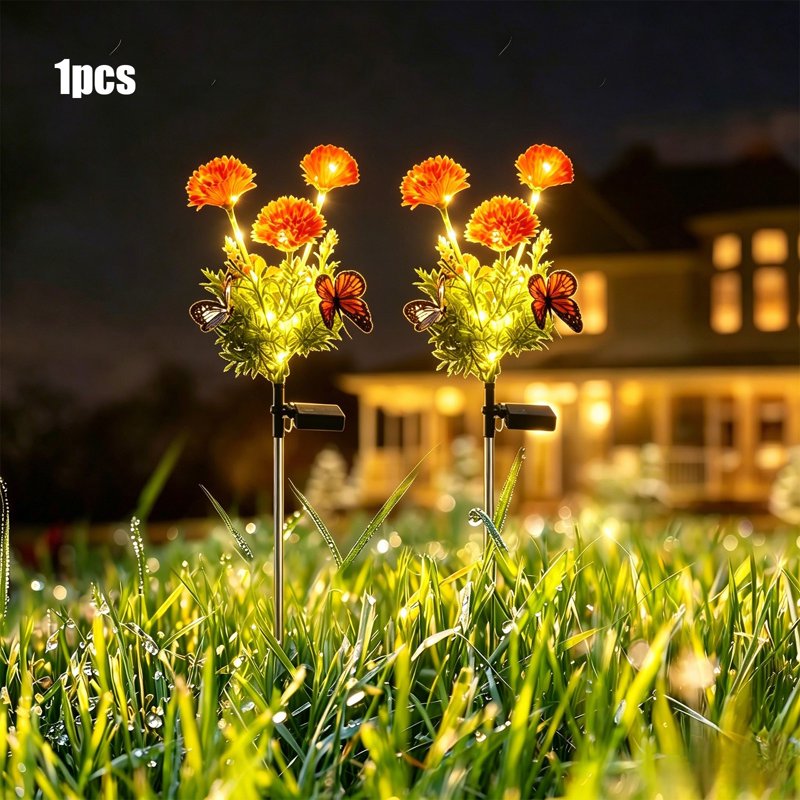 Solar Powered LED Flower Lamp Outdoor Garden Yard Decor - Green B Variation