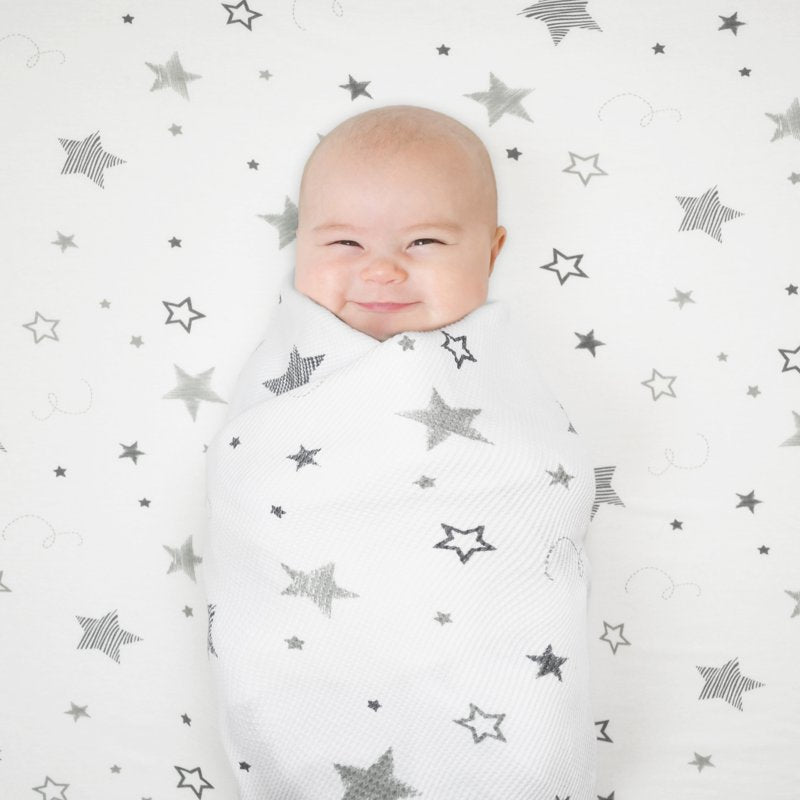 Gray Fitted Mini Crib Sheet 24x38 Inches for Baby Mattress - Variation White/Gray