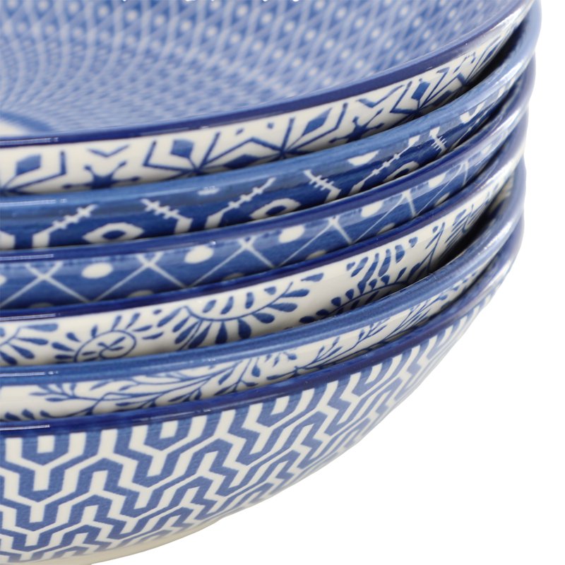 Assorted Porcelain Bowl Set - 6 Pack in Blue