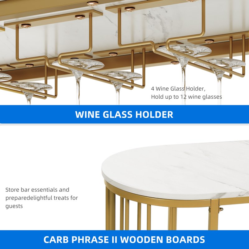 3-Tier Mini Bar Cabinet with Wine Racks - White