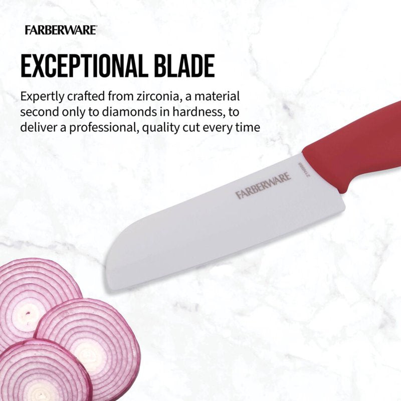 5-Inch Ceramic Santoku Knife - Red Kitchen Essential