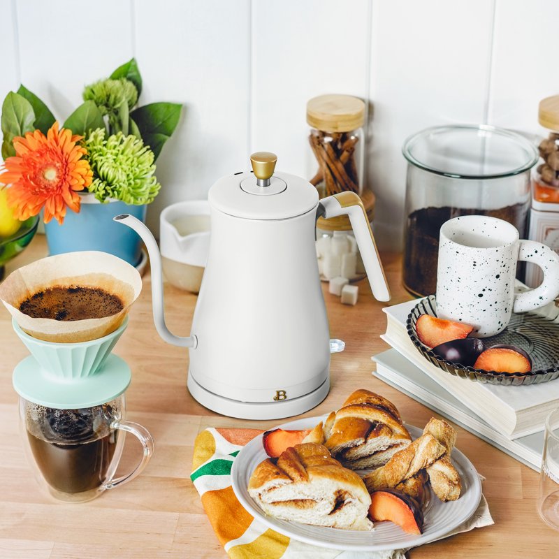 1L Electric Gooseneck Kettle - 1200W, White Icing