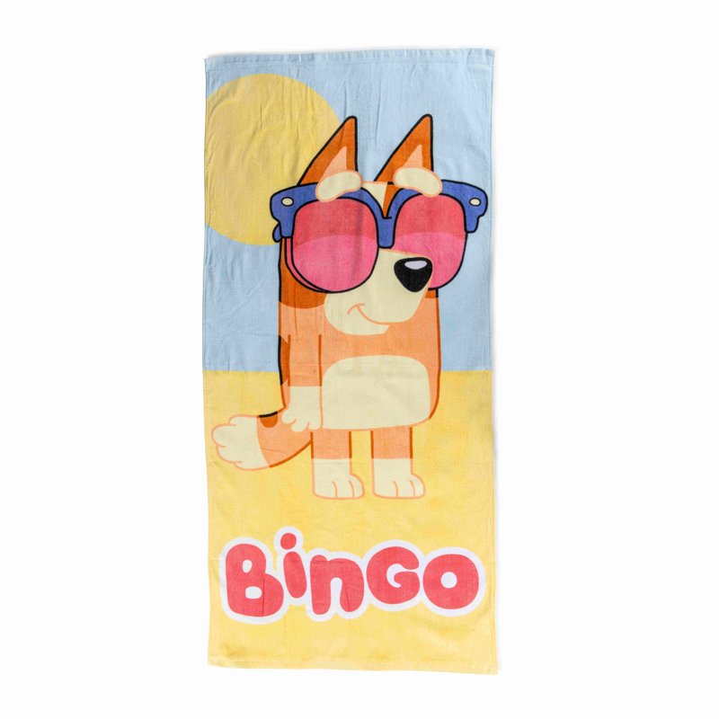 Kids Beach Towel Set with Cartoon Beach Buddy - 28x58in Cotton & 12in Polyester, Orange and Yellow