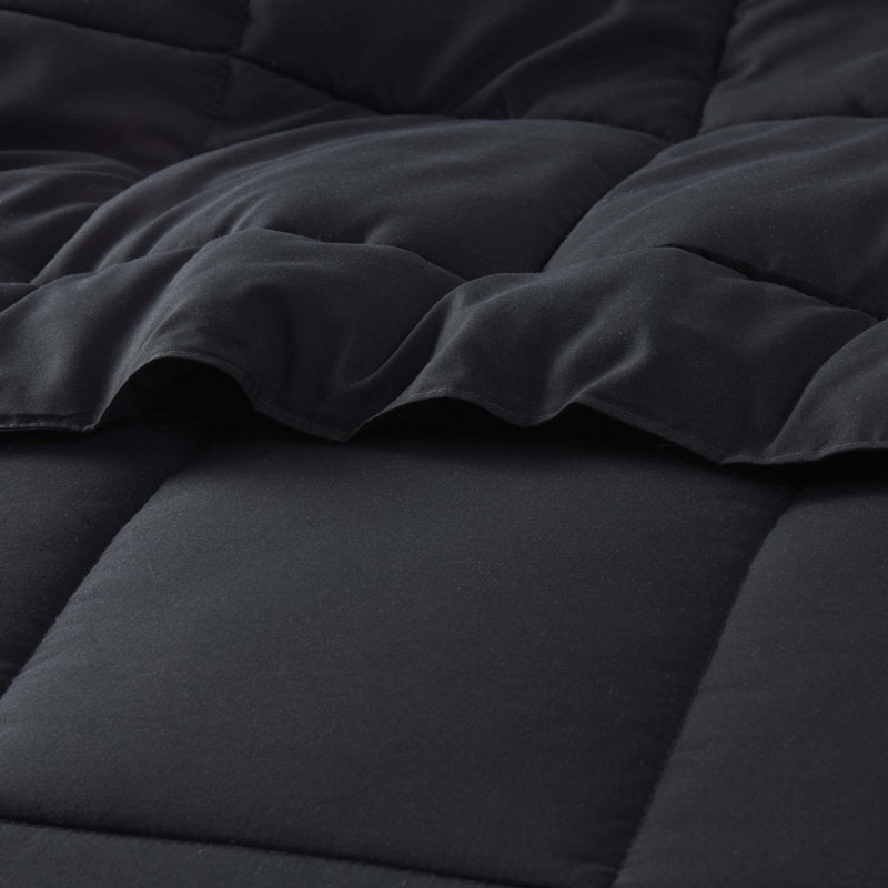 Queen Comforter Set - Quilted Down Alternative All-Season Duvet with Corner Tabs - Black