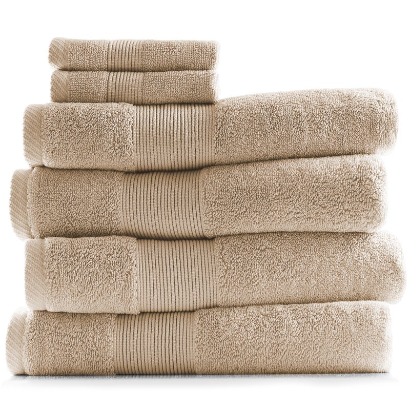 Clara Clark Bath Towels Set 4 Cream Body Towels & 2 Washcloths - 100% Cotton, Ultra Soft, Absorbent