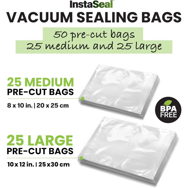 InstaSeal Vacuum Sealer Machine - Upright Food Sealer with 50 Bags