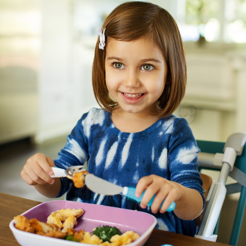 Toddler Utensil Set - Fork, Knife & Spoon, Blue/Green, 6 Pack