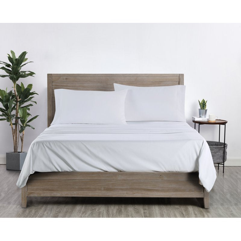 Mainstays Comfort Chill Microfiber Bed Sheet Set - King, Arctic White, 4 Piece