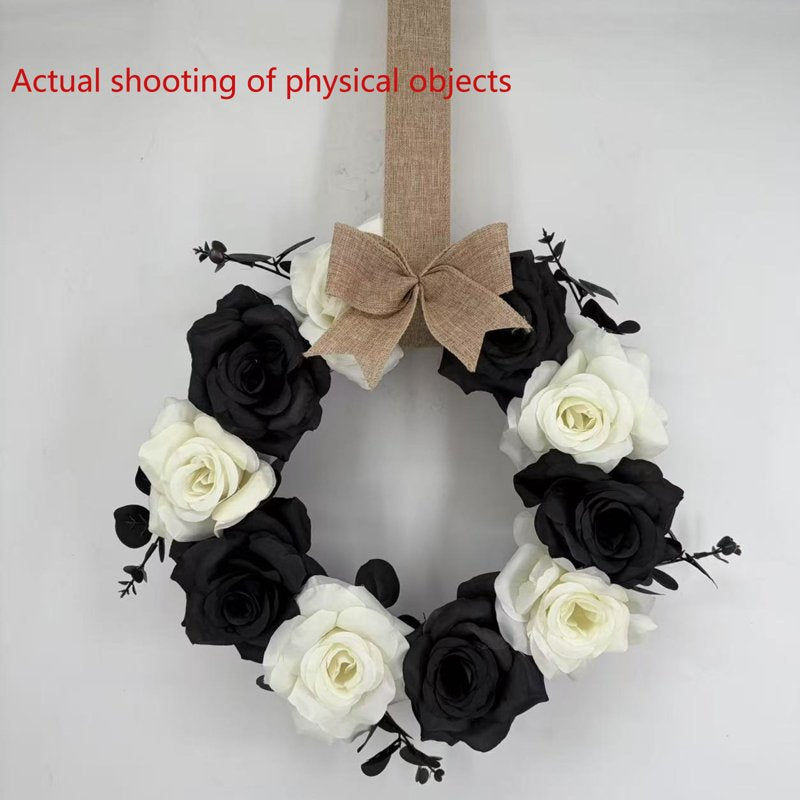 Halloween Wreath for Front Door - Artificial Rose Decor R-9 - Fall Holiday