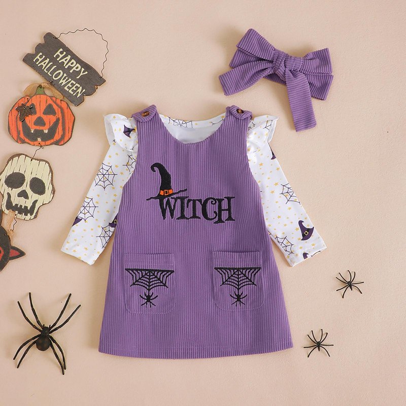 Baby Girl Halloween Romper & Overalls Set - White 6-12 Months A13