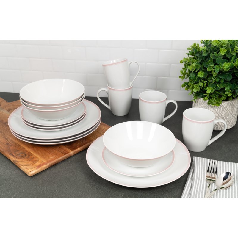 Ceramic Dinnerware Set - 16-Piece Blush Pink