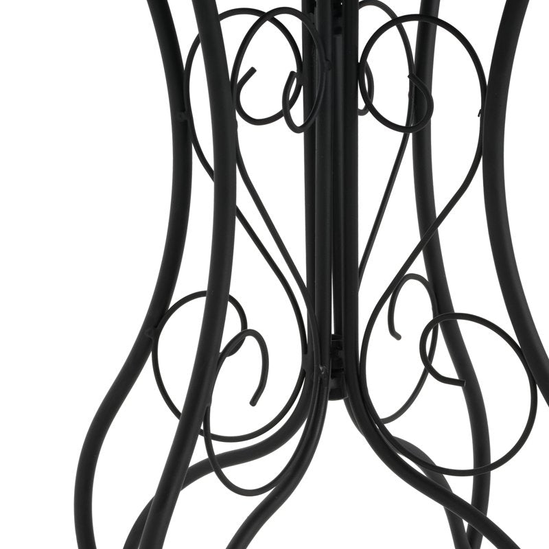 Outdoor Patio Round Side Table - Colorful Ceramic Top, Iron Base