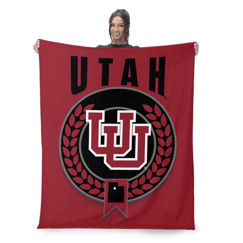 Utah NCAA Sherpa Throw Blanket 50x60 Inches - Utes Silk Touch Plush