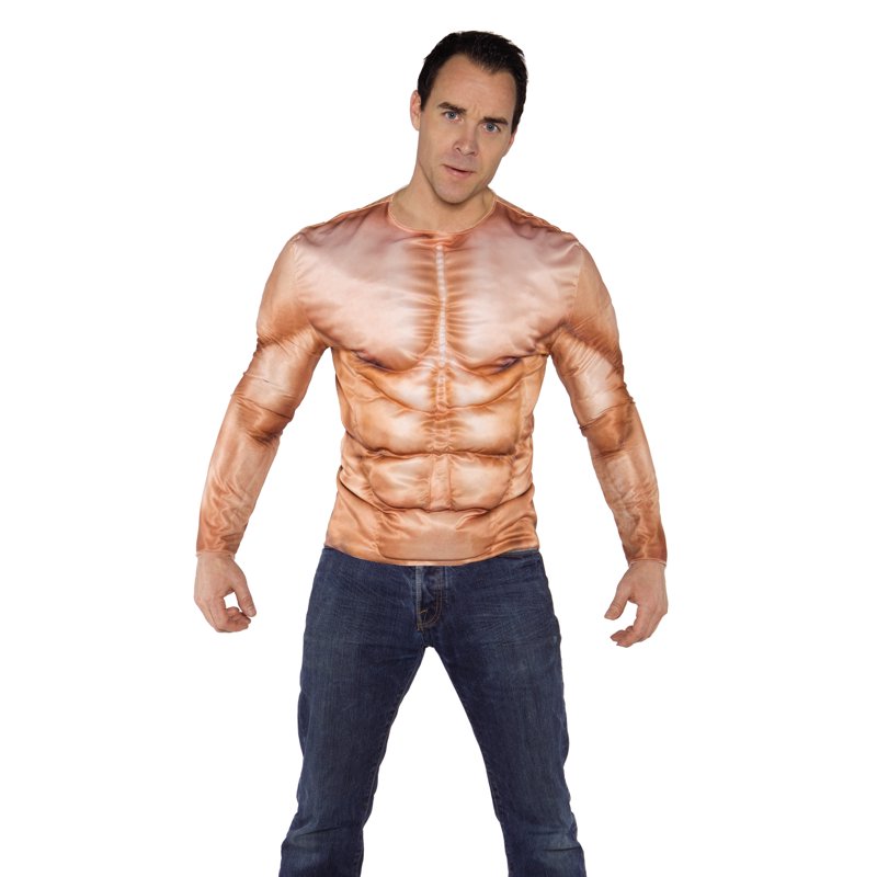 Men's Photo Realistic Muscle Padded Shirt Costume - One Size Fits Most