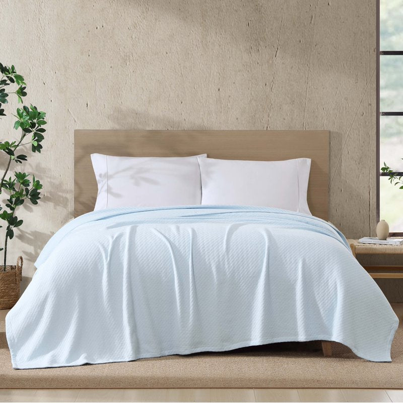 Organic Cotton Blanket Full/Queen Ice Blue - GOTS Certified Eco-Friendly Bedding