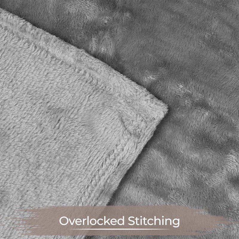 Superior Fleece Plush Soft Blanket - Solid Gray Throw - XL