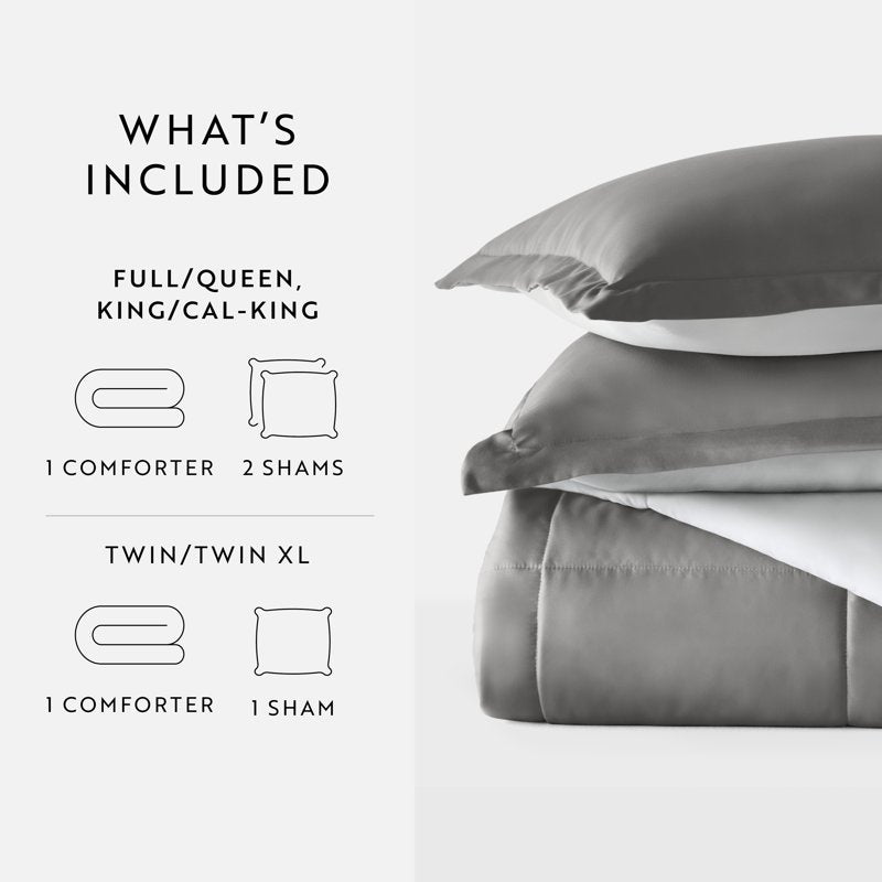 Reversible All-Season Down Alternative Comforter Set Twin/Twin XL - Gray & Silver
