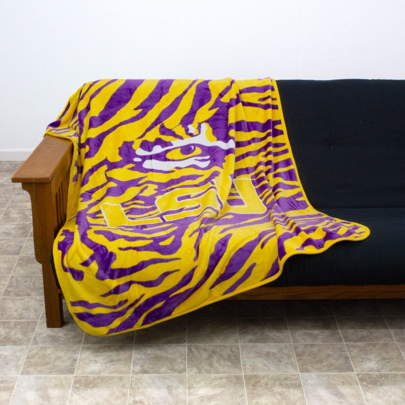 LSU Tigers College Covers Soft Raschel Throw Blanket 60x50 Inches - Comfy & Plush