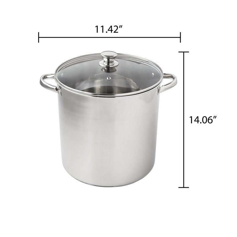 16-Quart Stainless Steel Stock Pot with Glass Lid