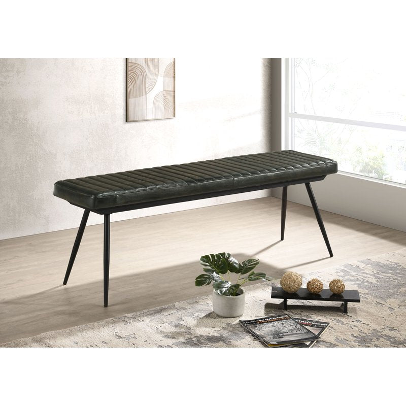 Leather Upholstered Dining Bench - Antique Espresso