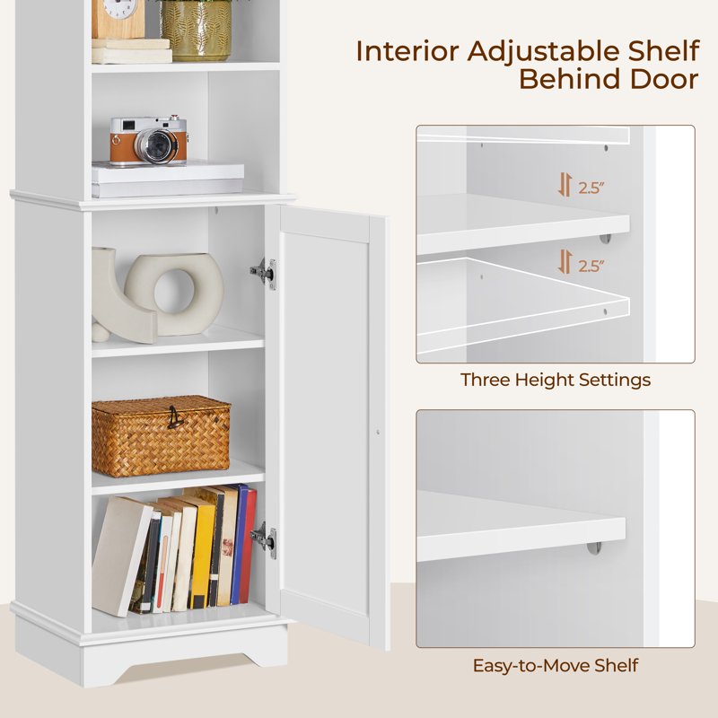 Slim Bathroom Floor Cabinet White - Space-Saving Storage Solution