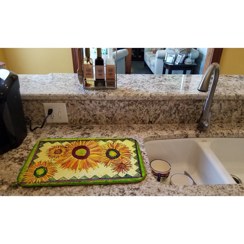 Sunflower Dish Drying Mat - Water-Absorbent Kitchen Accessory