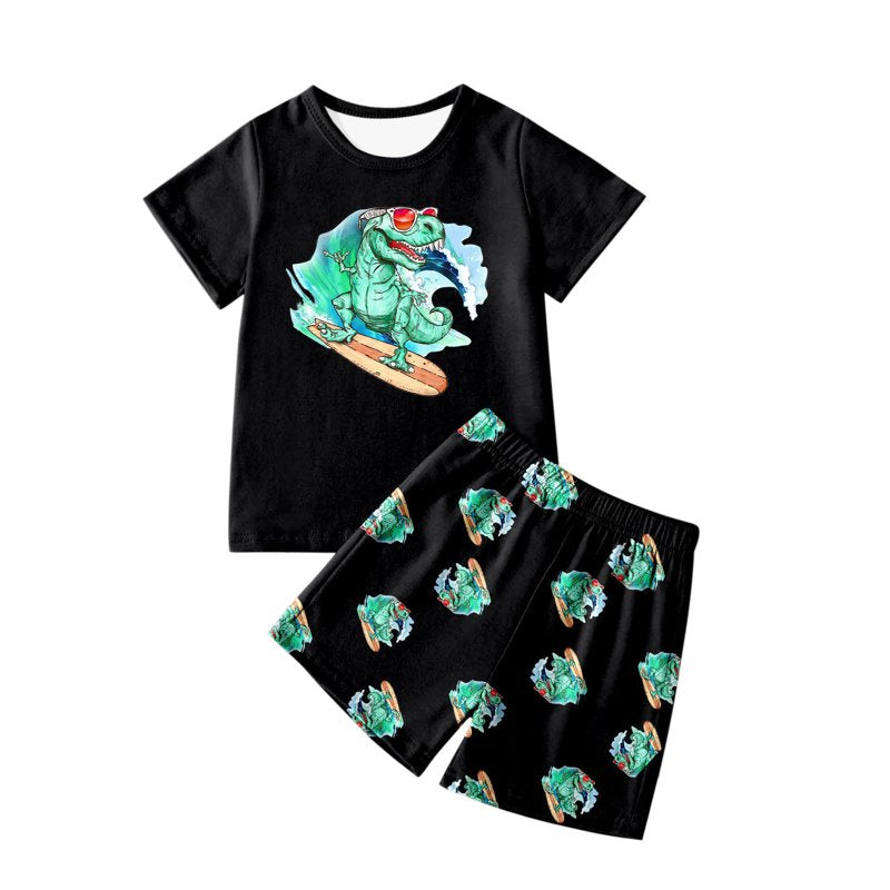 Black 2-3 Years Toddler Boy Pajama Set with Dinosaur Print - Cotton Blend