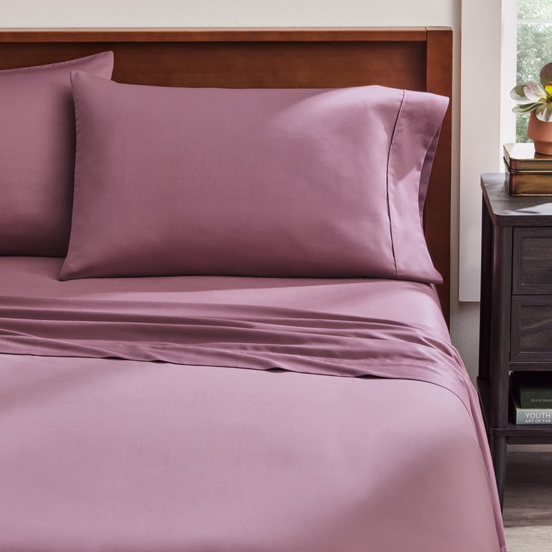 Full Violet Gem Cotton Sateen Bed Sheet Set with Flexi-Fit Technology