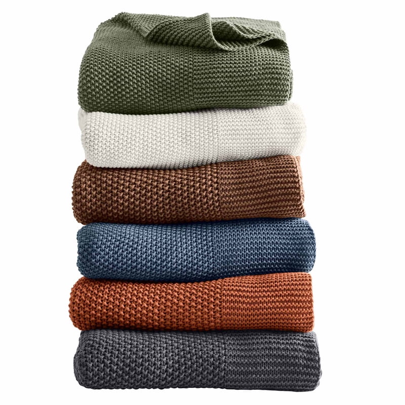 Better Homes & Gardens Chunky Knit Throw Blanket - Papyrus, Cotton-Blend, 50x60 Inches, Reversible