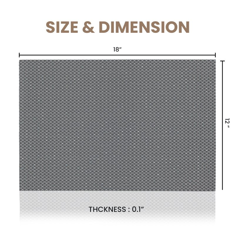 Elegant PVC Placemats Set of 6 - 12x18 in with Embedded Sparkles