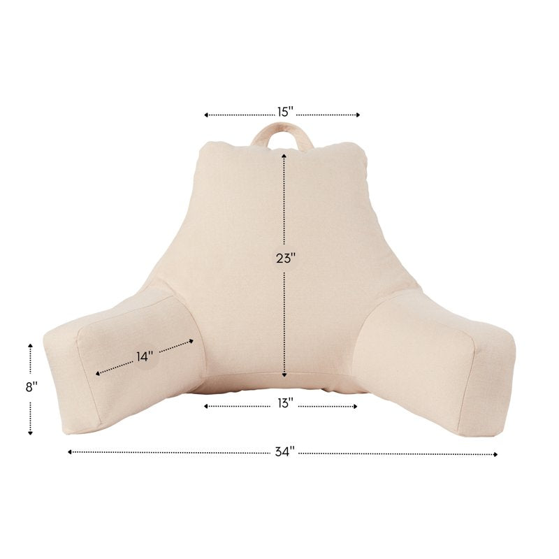 Off-White Jumbo Polyester Bed Rest Pillow with Support & Handle