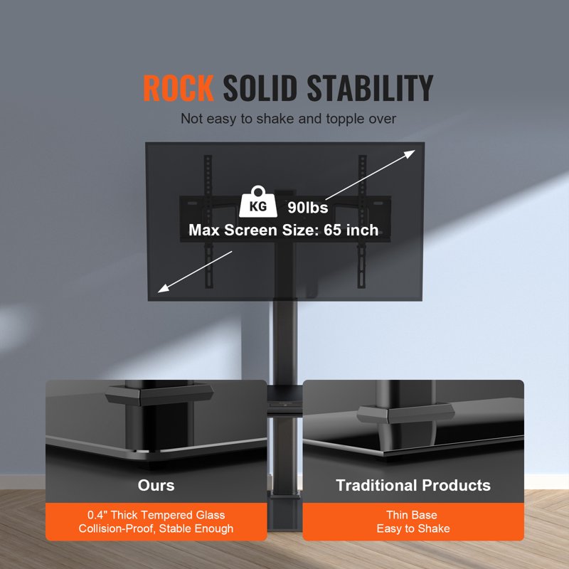 Universal TV Stand Mount for 32"-65" TVs - Adjustable Height, Swivel