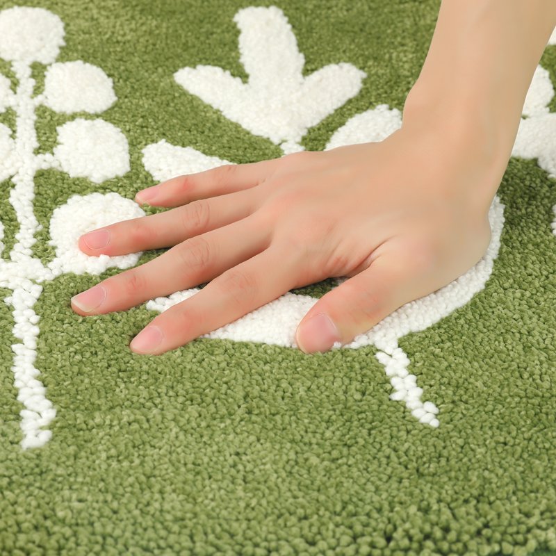 Leaves-2 Plush Fluffy Non-Slip Bath Rug 18x26 Inches - Quick Dry Bathroom Mat