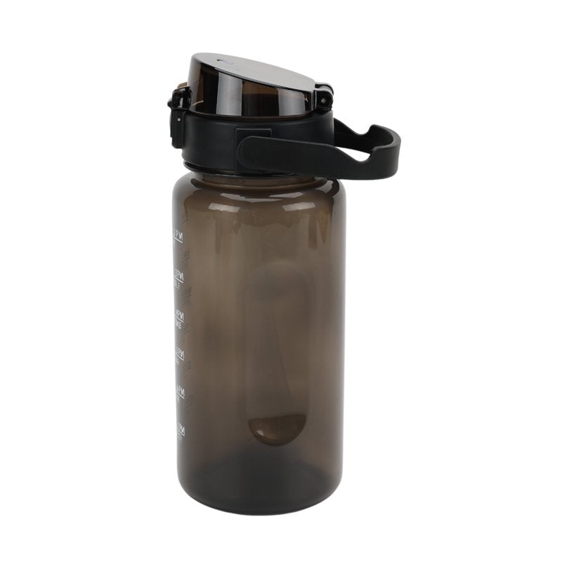 48 oz Black Plastic Water Bottle with Handle & Phone Holder