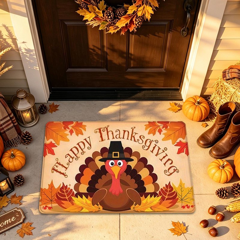 Thanksgiving Doormat Non-Slip Harvest Front Door Mat with Turkey - C-k Variation