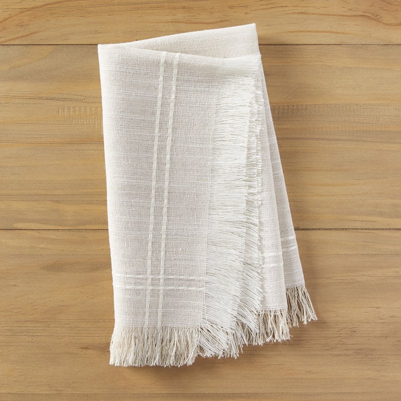 Beige Fringe Napkin Set - 20 x 20 Inches - 4 Pack - Single