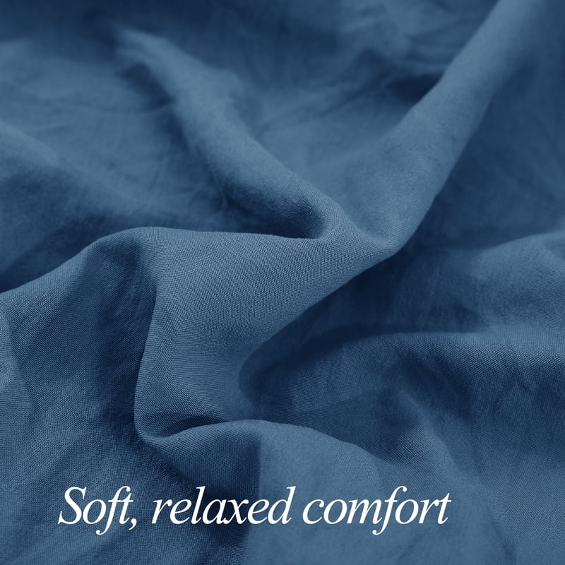 Mainstays Washed Indigo Microfiber Pillowcase Set - Standard/Queen, 2 Pieces
