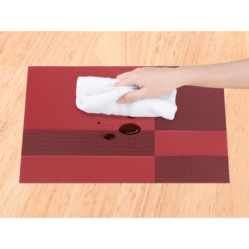 Set of 8 Red Placemats for Kitchen Table Decor - Non-Slip