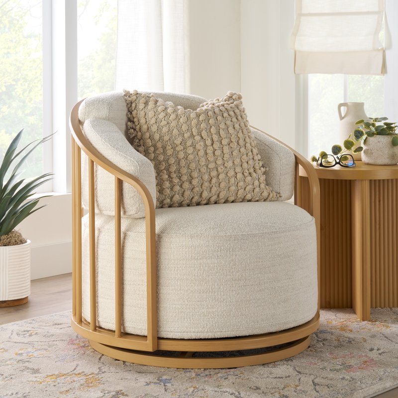 Cozy Accent Chair with Shearling Upholstery and Removable Pillow