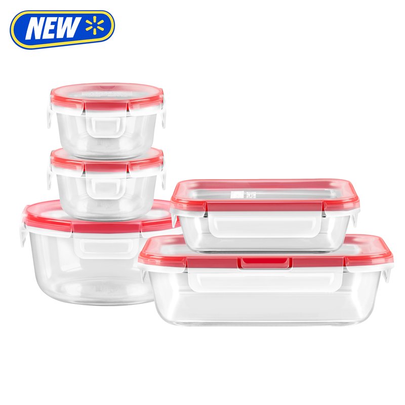 10-Piece Glass Food Storage Set - 3 Pack with Airtight Lids
