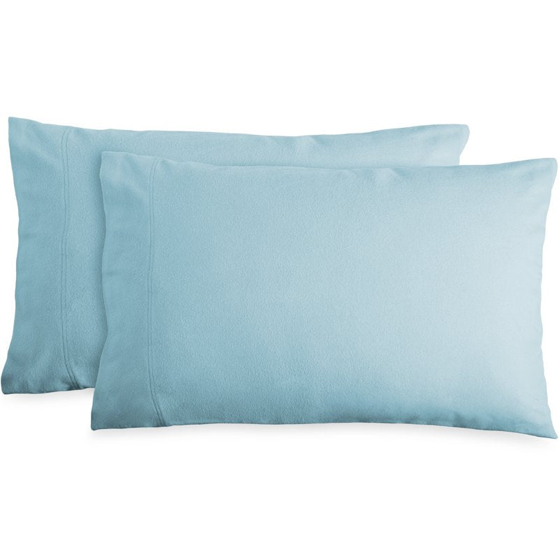 Split King Cotton Flannel Deep Pocket Sheet Set with 2 Pillowcases - Light Blue