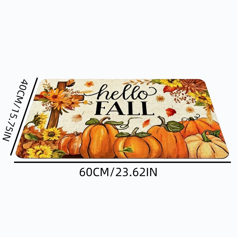 Thanksgiving Harvest Doormat - Hello Fall Seasonal Front Door Mat (Y)