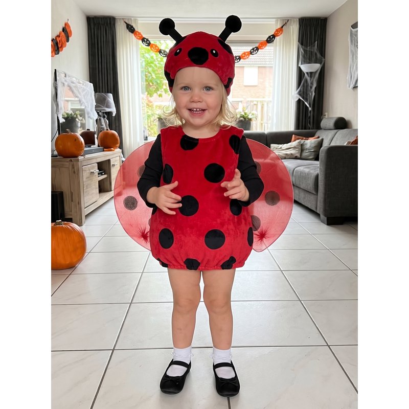 Kids Ladybug Costume Set for Infants 0-6 Months - Red Sleeveless Top with Wing Hat
