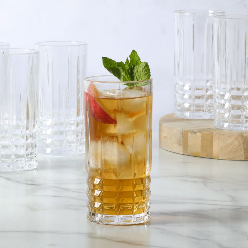 8-Piece Glass Tumbler Set - Elegant Embossed Design
