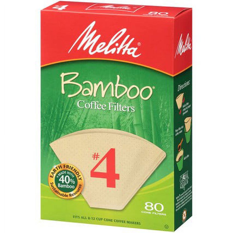 Bamboo Cone Coffee Filters - 3 Pack, 80 Count, #4 Size