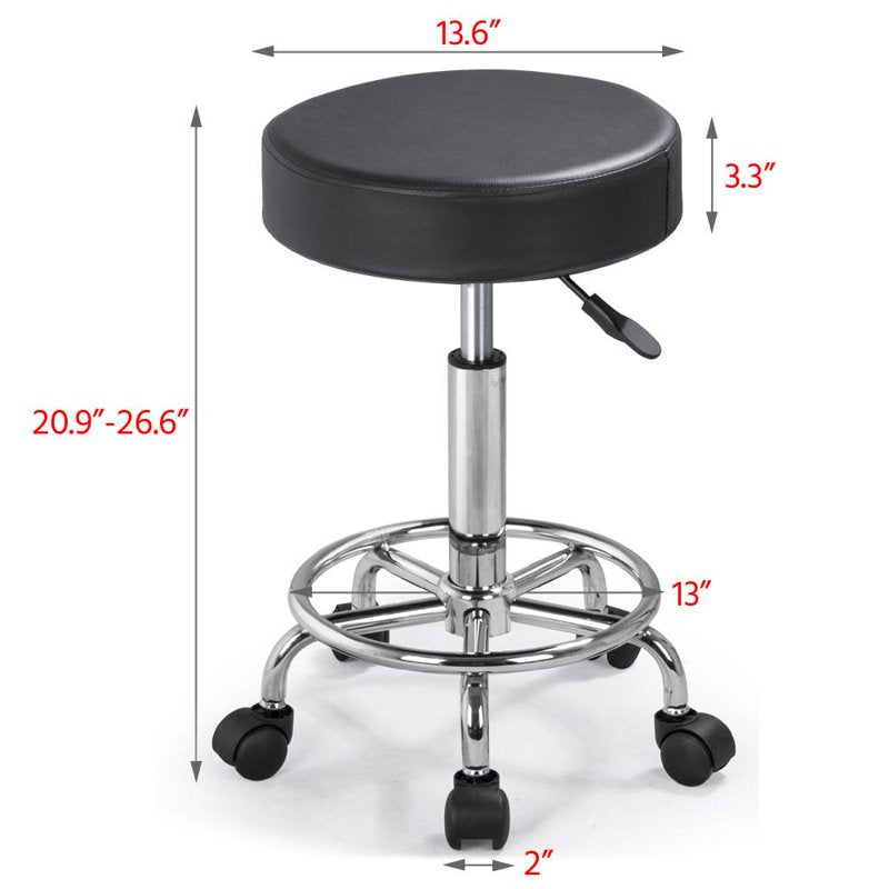 Adjustable Swivel Salon Stool - Black PU Leather
